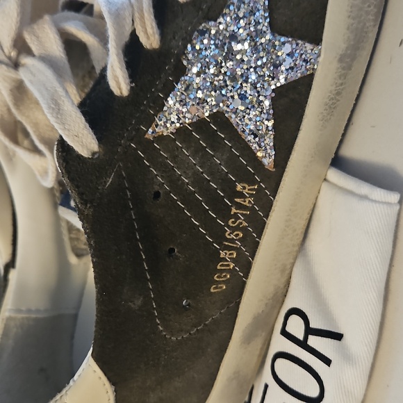Golden Goose Suede Green Glitter Star Sneakers - Picture 2 of 4